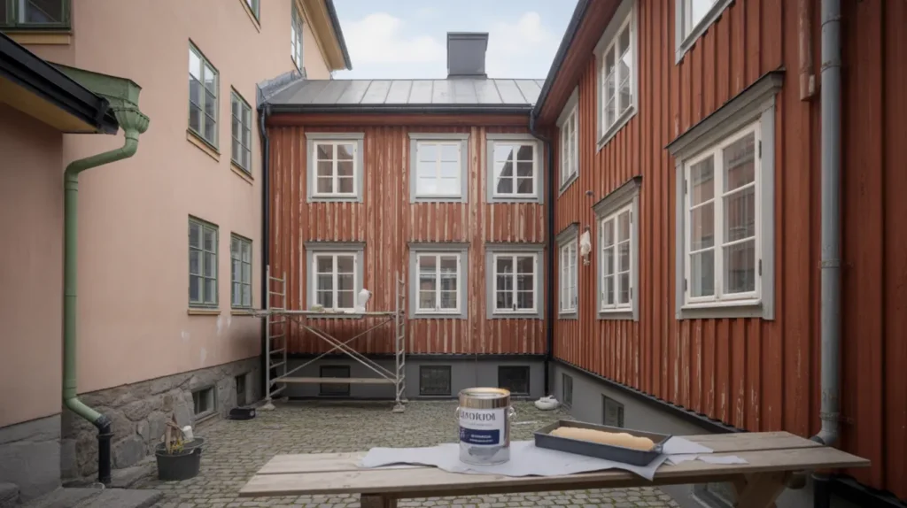 fasadm lning av tr fasad p innerg rd i s dermalm rikst ckande
